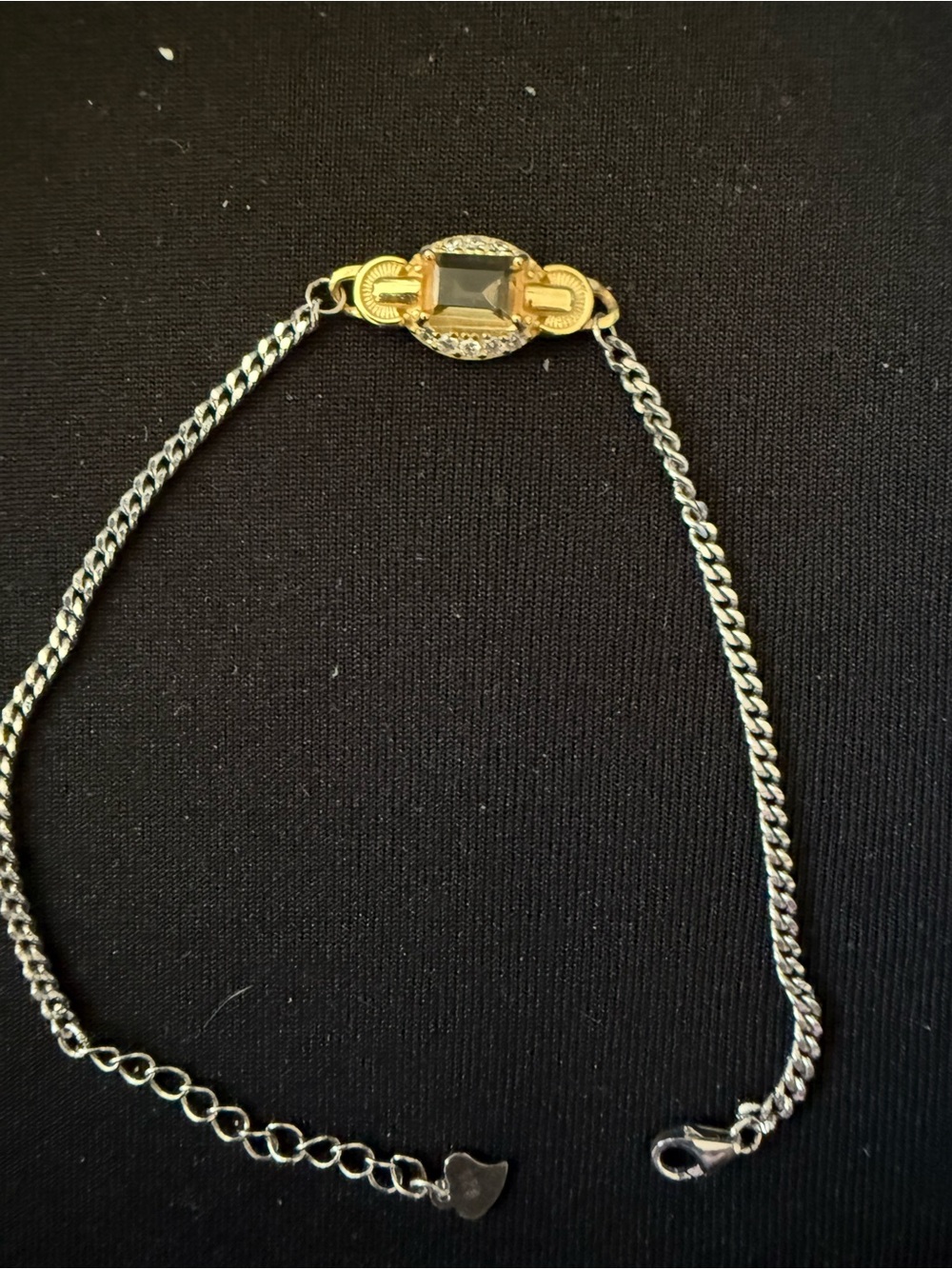 Two-Tone 925 Silver and gold plated authentic citrine chain bracelet